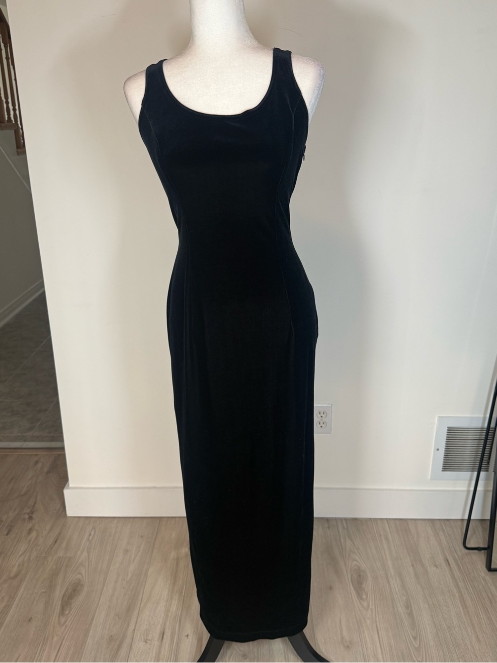 Vintage 90s Scott McClintock Velvet Lace-Back Maxi Dress - Picture 2 of 12